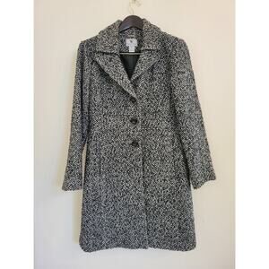 Worthington Wool Coat Herringbone Boucle Black and White SZ S